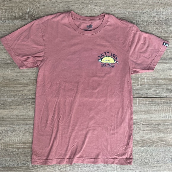 Salty Crew Fish Tacos Unisex Pink T-Shirt - Picture 1 of 4